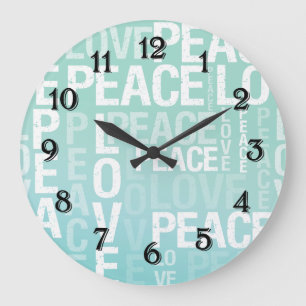 Grande Horloge Ronde Amour Peace Blue Mint Ombre