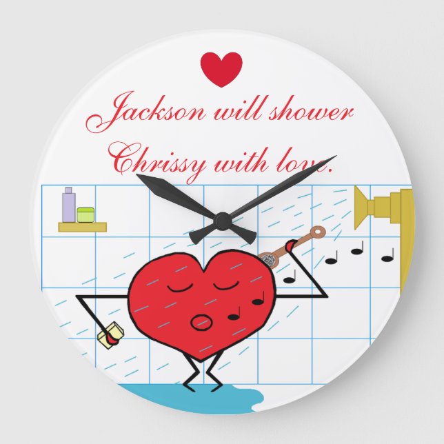 Grande Horloge Ronde Amour sous la douche : (Recto)