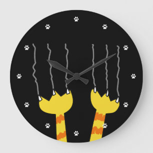 Grande Horloge Ronde Amoureux de les chats noirs lunatiques drôles