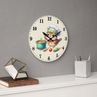 Grande Horloge Ronde Amoureux de l'oiseau de chef mignon