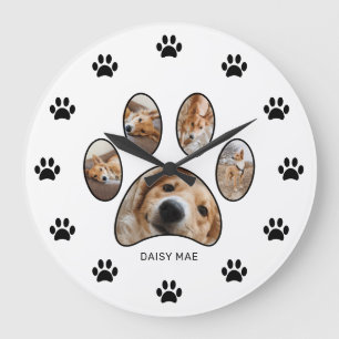 Grande Horloge Ronde Amoureux des Animaux Empreinte de Patte Mignonne N