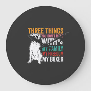 Grande Horloge Ronde Amoureux des chiens de la famille Boxer Freedom