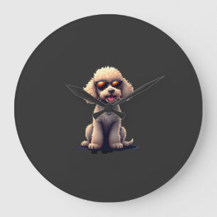Grande Horloge Ronde Amoureux drôle de chien caniche Animaux Graphique