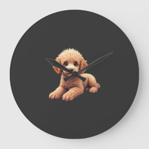 Grande Horloge Ronde Amoureux drôle de chien caniche Animaux Graphique