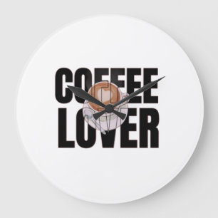 Grande Horloge Ronde Amoureux du café – Accro du café Désir de caféine