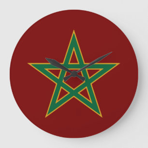 Grande Horloge Ronde Amoureux du Maroc Drapeau Marocain Football