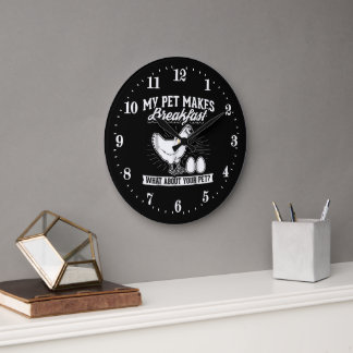 Grande Horloge Ronde amoureux du poulet amusant art du mot