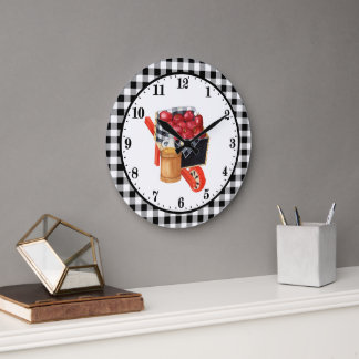 Grande Horloge Ronde amoureux mignons de cidre de pomme