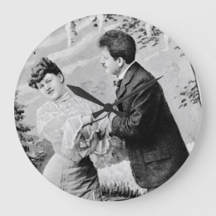 Grande Horloge Ronde Amoureux vintage romantique en bateau