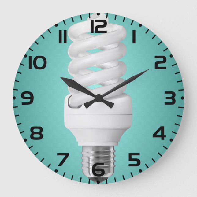 Grande Horloge Ronde Ampoule Fluorescente Compacte à Spirale Moderne (Recto)