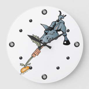 Grande Horloge Ronde Amusant âne et cadran de carottes