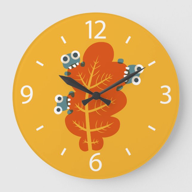 Grande Horloge Ronde Amusant Autumn Leaf Nature Lover Jaune (Recto)