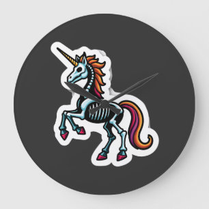 Grande Horloge Ronde Amusant Cos de licorne de squelette pour amoureux