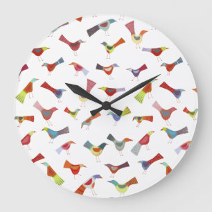 Grande Horloge Ronde Amusant Rainbow Bird