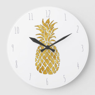 Grande Horloge Ronde ananas doré