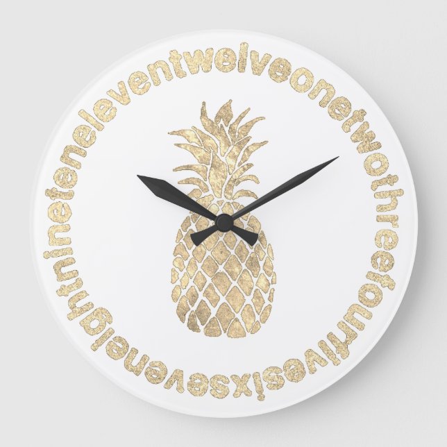 Grande Horloge Ronde ananas en faux or (Recto)