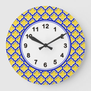 Grande Horloge Ronde Ananas Royal Blue What Marocain Quatrefoil #5DS