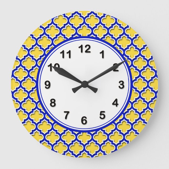 Grande Horloge Ronde Ananas Royal Blue What Marocain Quatrefoil #5DS (Recto)