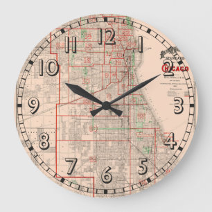 Grande Horloge Ronde Ancienne carte Vintage de Chicago - 1893