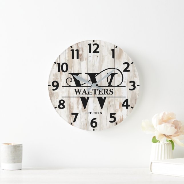 Grande Horloge Ronde Ancienne ferme W Monogram (Maison)