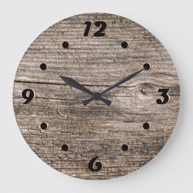 Grande Horloge Ronde Anciennes planches en bois (Recto)
