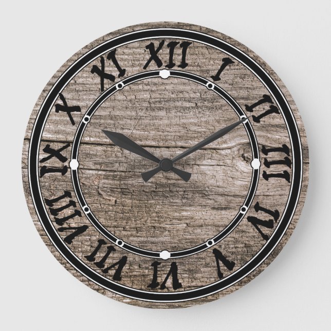 Grande Horloge Ronde Anciennes planches en bois (Recto)