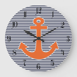 Grande Horloge Ronde Ancre de broderie originale Capitaine Nautique