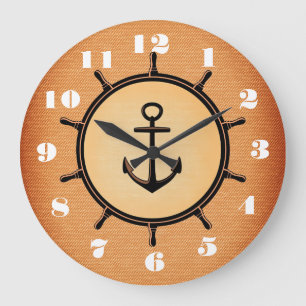 Grande Horloge Ronde Ancre et roue nautiques élégantes et belles
