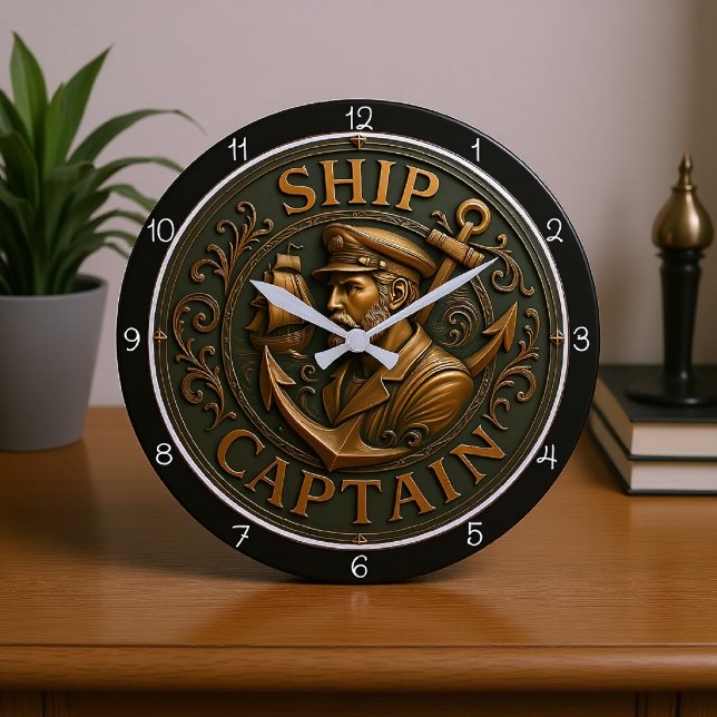 Grande Horloge Ronde Ancre nautique du capitaine de navire (Créateur téléchargé)