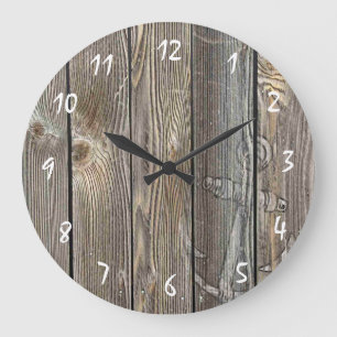 Grande Horloge Ronde Ancre rustique et beau bois authentique