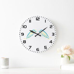 Grande Horloge Ronde Ange céleste avec étoiles étincelantes