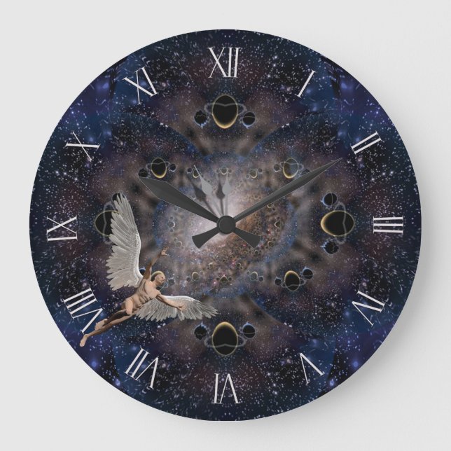 Grande Horloge Ronde Angel dans l'espace (Recto)