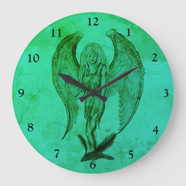 Grande Horloge Ronde Angel en style tatouage (Recto)