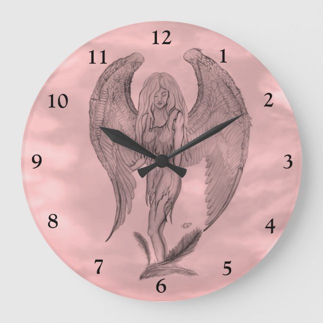 Grande Horloge Ronde Angel en style tatouage (Recto)