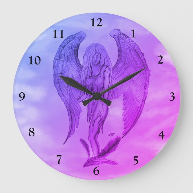Grande Horloge Ronde Angel en style tatouage (Recto)