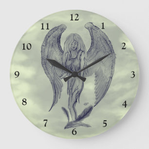 Grande Horloge Ronde Angel en style tatouage