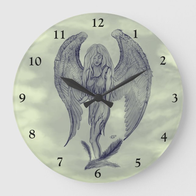 Grande Horloge Ronde Angel en style tatouage (Recto)