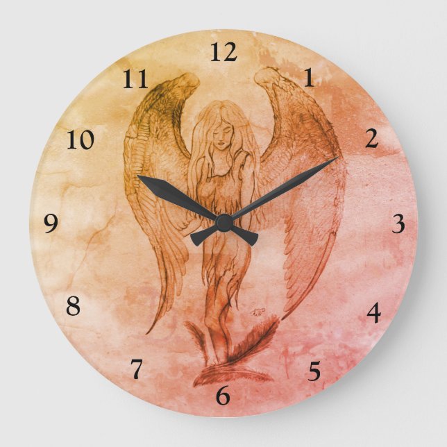 Grande Horloge Ronde Angel en style tatouage (Recto)