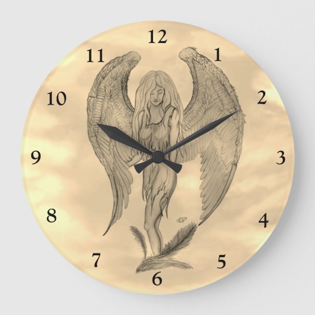Grande Horloge Ronde Angel en style tatouage (Recto)