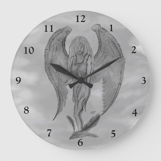 Grande Horloge Ronde Angel en style tatouage (Recto)