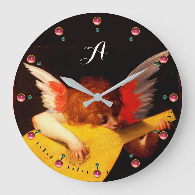 Grande Horloge Ronde ANGEL PLAYING LUTE Music Making Cherub (Recto)