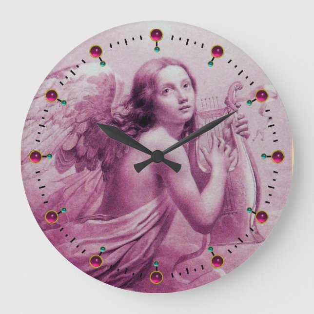 Grande Horloge Ronde ANGEL PLAYING LYRA OVER THE CLOUDS Pink Fuchsia (Recto)