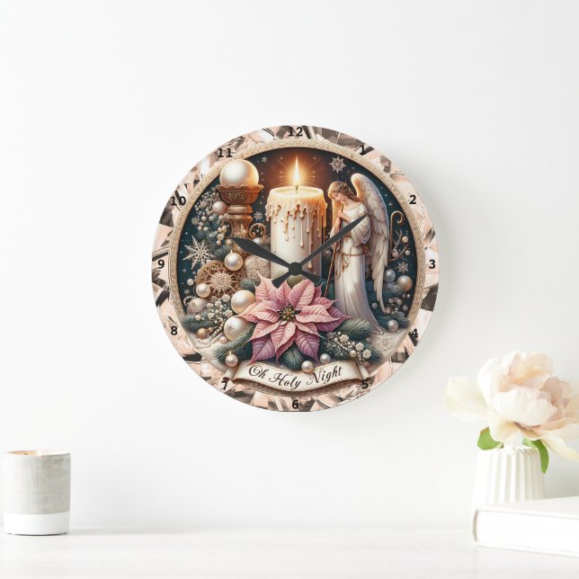 Grande Horloge Ronde Angélique" - Mur de Noël pacifique (Maison)