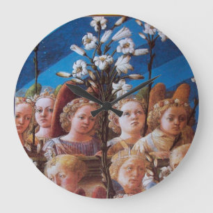 GRANDE HORLOGE RONDE ANGELS AVEC MENSONGES BLANCS