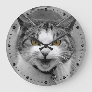 Grande Horloge Ronde Angry Cat