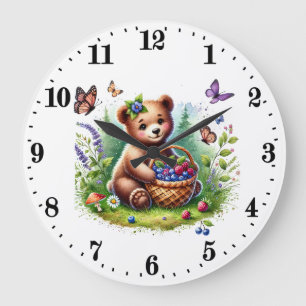 Grande Horloge Ronde animal amoureux des ours mignons