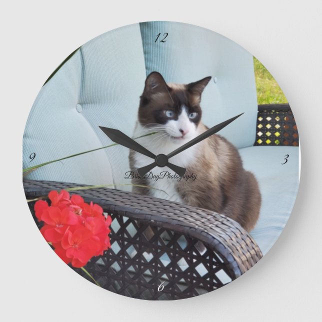 Grande Horloge Ronde animal de compagnie de chat famille félin aimé (Recto)