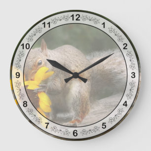 Grande Horloge Ronde Animal - Écureuil - Friandises d'été