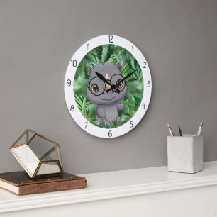 Grande Horloge Ronde animal rhinocéros