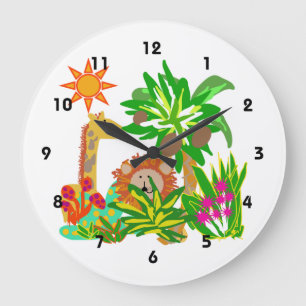 Grande Horloge Ronde Animal safari Wall Clock